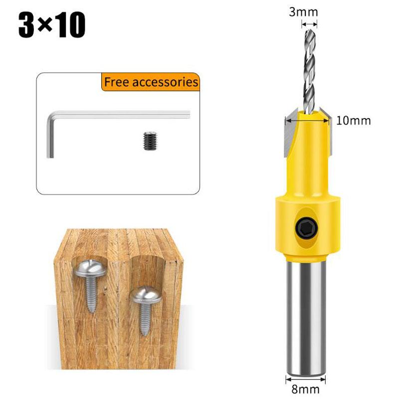 

Деревообработка Зенковка Дрель Перфоратор Сверло с головкой из сплава Сверло для крепления шурупов по дереву Сверло-бит 10*3 жёлтый