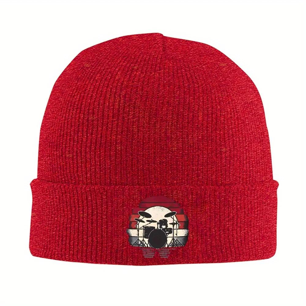 

pc Drums Drummer Band Drumset Retro Vintage Drum Hat Autumn Winter Beanie Street Cap Unisex Women Acrylic Knitted Hat