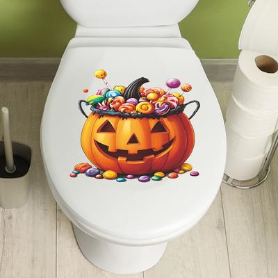 Halloween Pumpkin Colorful Candy Bathroom Toilet and Toilet Stickers for Beautification and Decoration