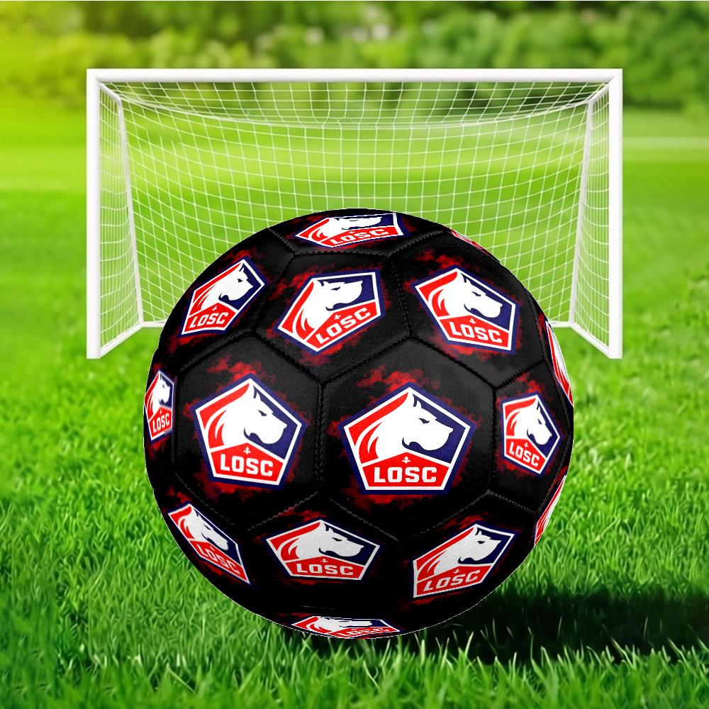 Lyon Football Club Emblem Soccer Ball Size 5 Soccer Ball, Machine-stitched, Soft and Comfortable, Suitable for Training and Matches Fan Gift