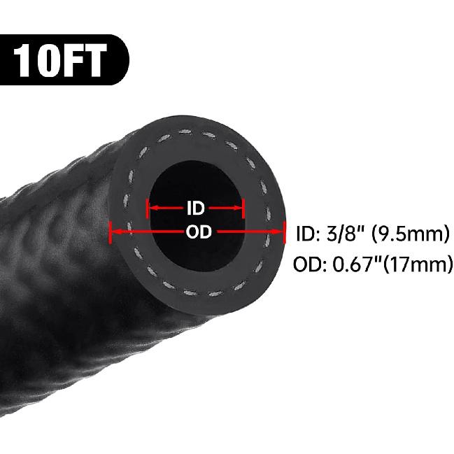 EVIL ENERGY 3/8" Fuel Hose Line Push Lock NBR Rubber SAE 30R7 10FT 300PSI