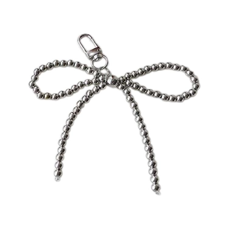Fashionable Bead Bowknot Phone Charm Keychain Cellphone Chain Stylish Pendant Fashionable Bowknot Keychain Accessory