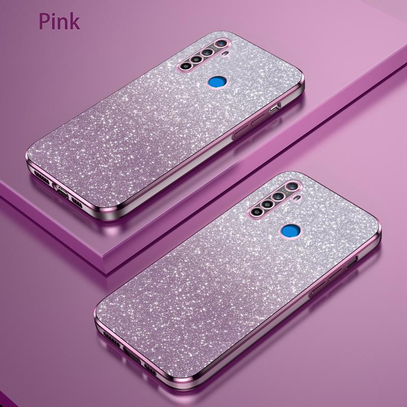 

Для OPPO Realme 5Pro Чехол Блестящий Роскошный Гальванизированный Блестящий Чехол для Телефона OPPO Realme 5 5i 5S 6i Мягкий TPU Бампер Прозрачная Задняя Крышка For Realme 6i розовый