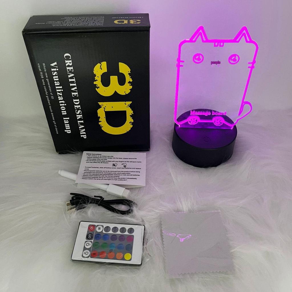 16-Color Remote-Control RGB Marker Message Board with 3D Night Light, DIY Graffiti Pen, Erasable Handwriting, and Acrylic Table Lamp.