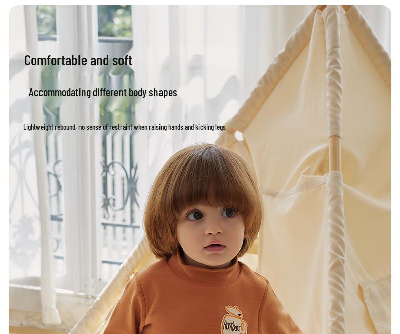 Korallenfleece Langarm-Hochhals-T-Shirt für Babys und Kleinkinder - Warm, Lässige Schicht für Jungen & Mädchen