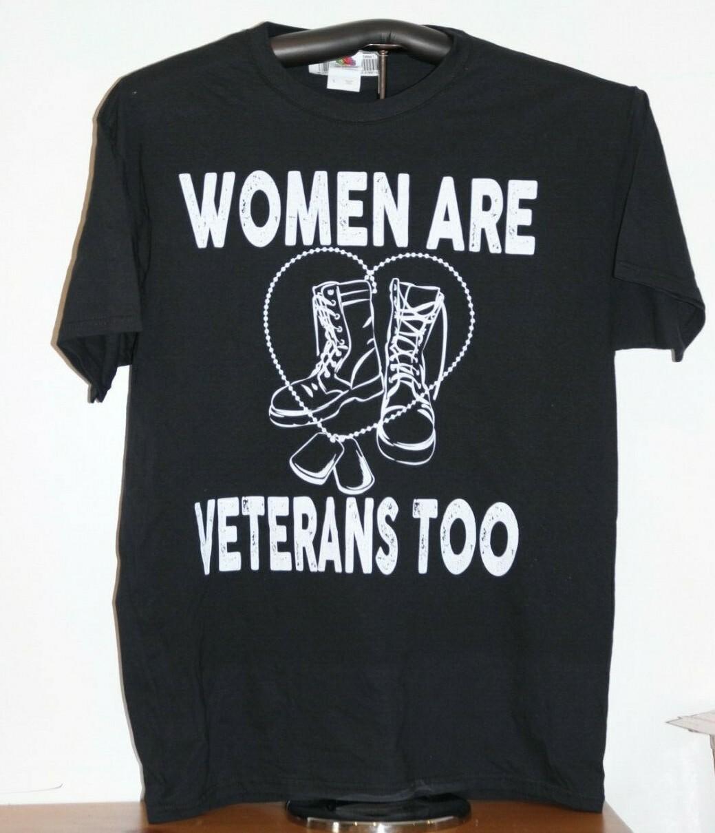 Women Are Veterans Too T-Shirt Large, Black XXL