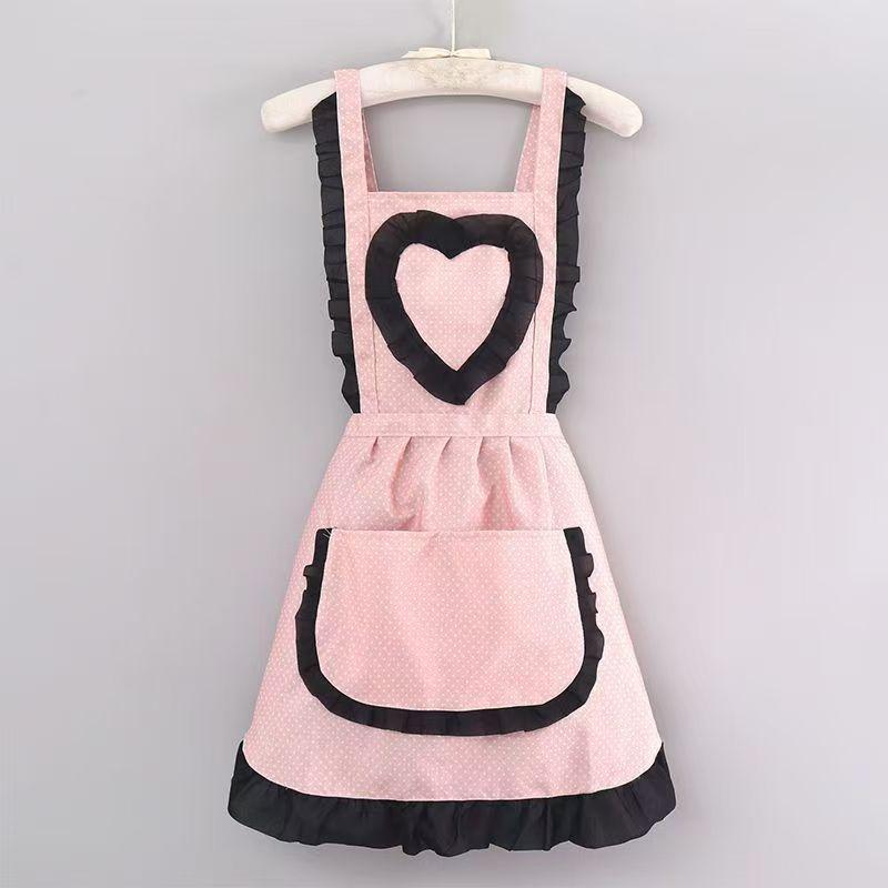 Korean Version Cotton and Linen Apron for Women Cute Kitchen Home Cooking Breathable Apron Fashionable Work Clothes Chef Apron
