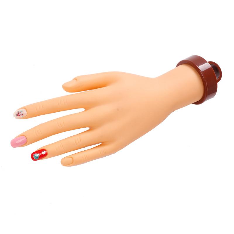 Nail Art Fake Hand Flexible Soft Adjustable Plastic Finger Practice Prosthetic Model Manicure Training Display Tool