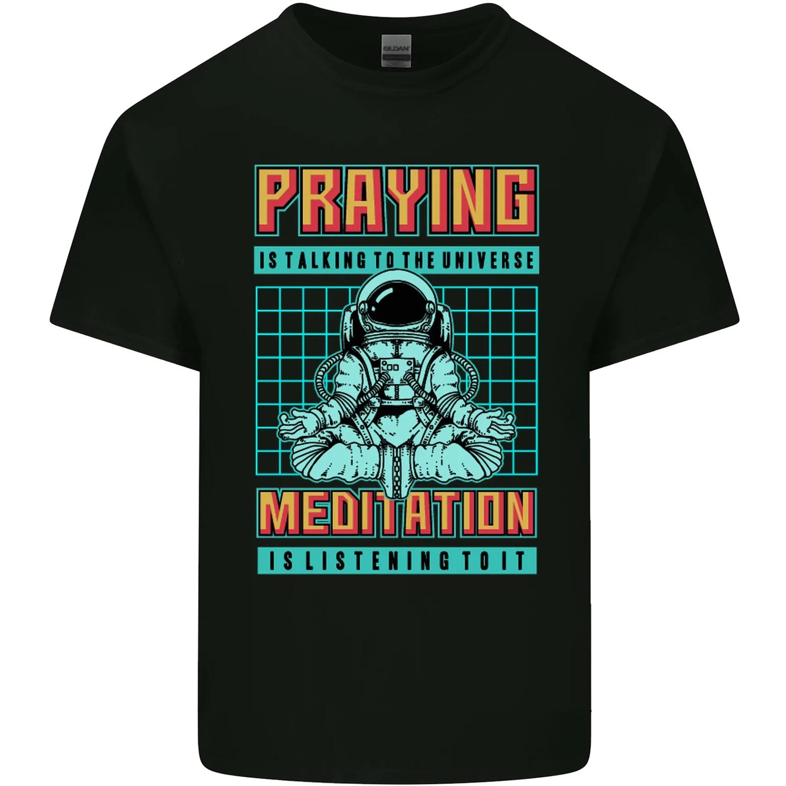 

Praying and Meditation Space Universe Yoga Kids T-Shirt Childrens 4XL