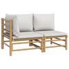 VidaXL Garden Lounge Set 2 Pcs with Light Grey Cushions Bamboo 362276