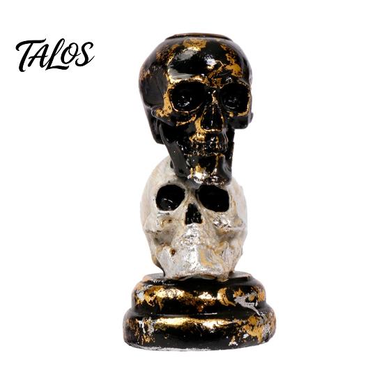 Candle Holder with Halloween Theme Stacked Skull Holder, Pillar Stand, Retro Spooky Tealight for Gothic Home Indoor Table Decor Decorative