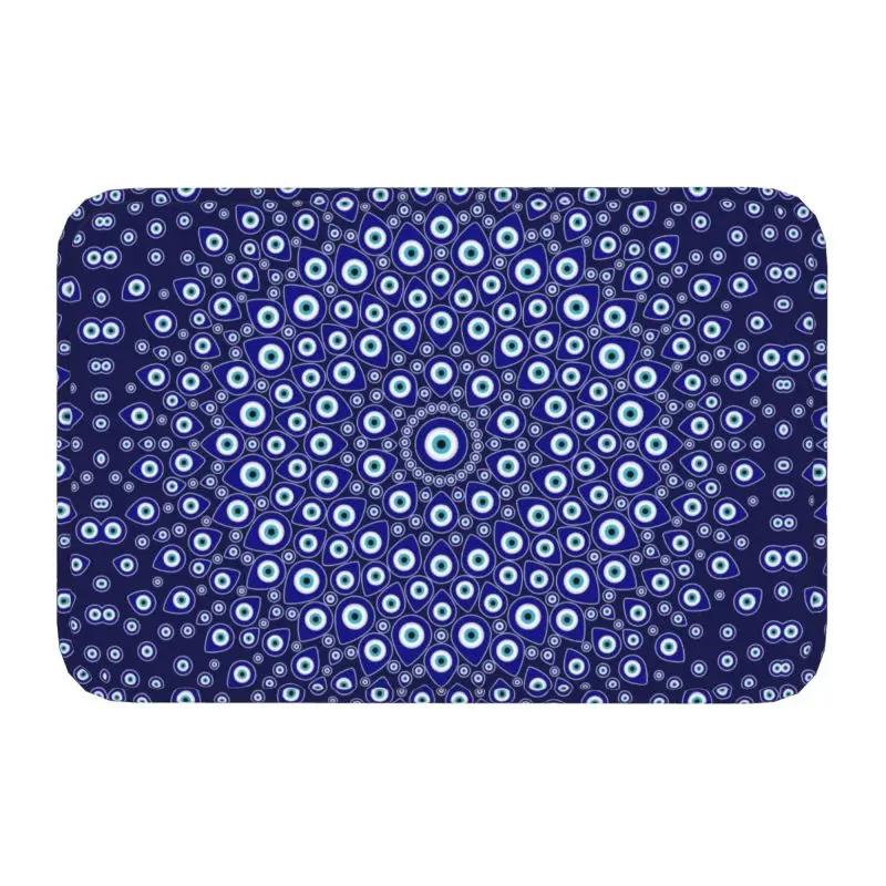 Custom Greek Turkish Evil Eye Doormat Mat Anti-Slip Mediterranean Style Kitchen Bathroom Living Room Rug Carpet 40*60cm