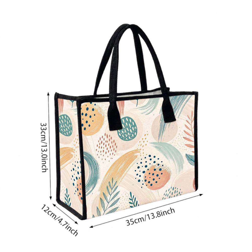 Fashion Abstract Print Tote Bag Casual Daily Portable Shopping Handbag for Women