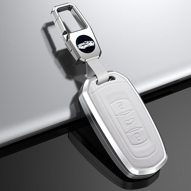 Genuine Leather Metal Key Case for Geely Emgrand S, Binrui, Borui, Vision X6, Boyue, and Haoyue Models