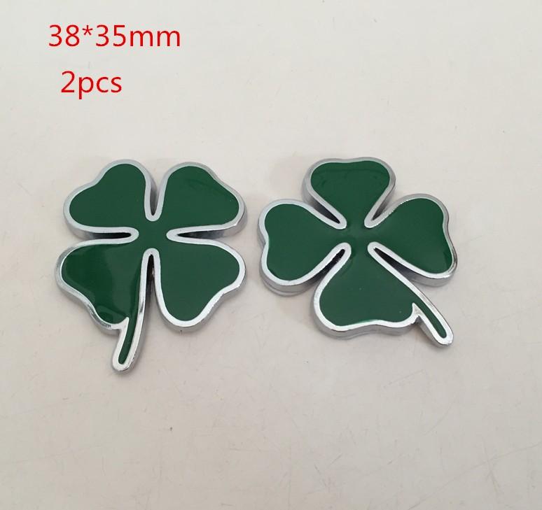 

1pcs 3D Four Leaf Clover Love Healty Luck Green Clover car front grille emblem Side Fender Rear tail Trunk sticker grill Badge
