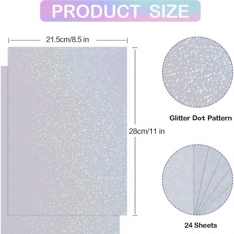 5Pcs Holographic Sticker Paper Clear Vinyl Self-Adhesive Waterproof Transparent Cold Laminating Film For Crafts