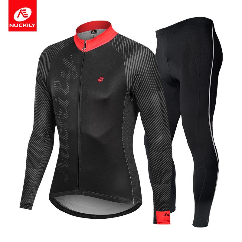 NUCKILY Men's Winter Cycling Suit with Silicone Padded Seat and Fleece for Mountain Biking