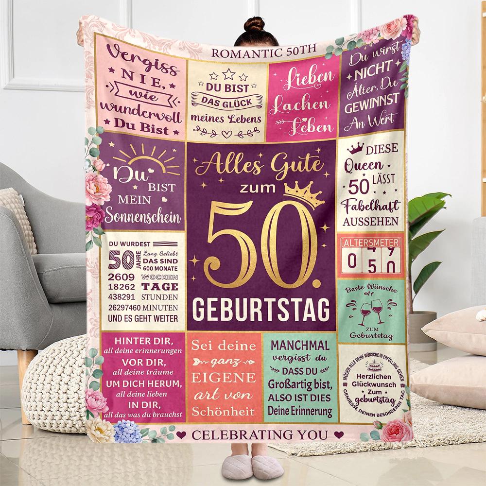 50th Anniversary Celebration Flannel Blanket-Soft and Suitable for Sofas,Beds,Offices,Travel,All Seasons,Great Gift for Holidays and Birthdays.