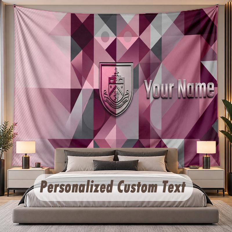 Custom Name Text Tapestry Burnley Football Personalized Polyester Wall Tapestry For Bedroom And Room