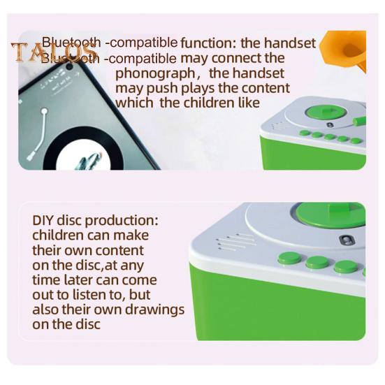 Kids Gramophone Toy with 93 Cards Early Education Children Phonograph Story Music Player Recorder Music Box Interactive Storytelling Toy Toddlers
