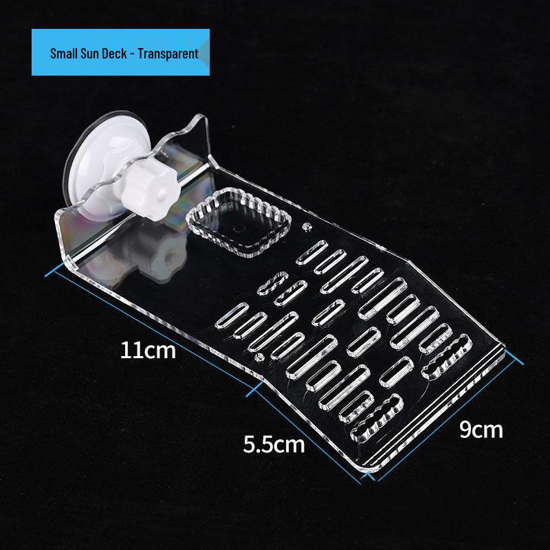 Acrylic Turtle Climbing & Sunbathing Platform with Feeding Trough - Small Size Floating Island for Tanks