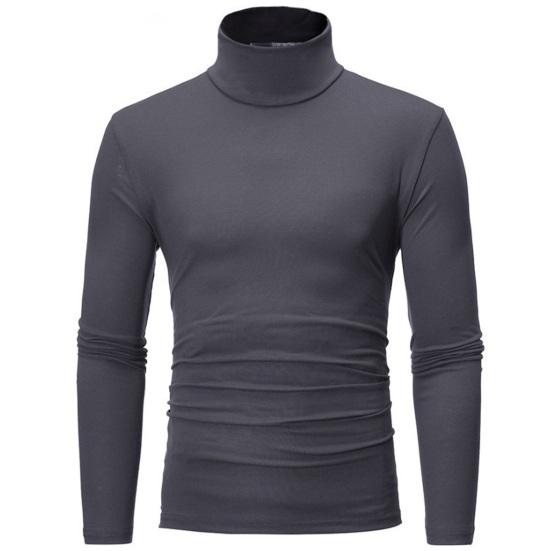 Männer Herbst Winter Slim Fit Bodenbildung T-shirt Rollkragen Lange Ärmel Einfarbig Elastische Dünne Pullover Tops Streetwear