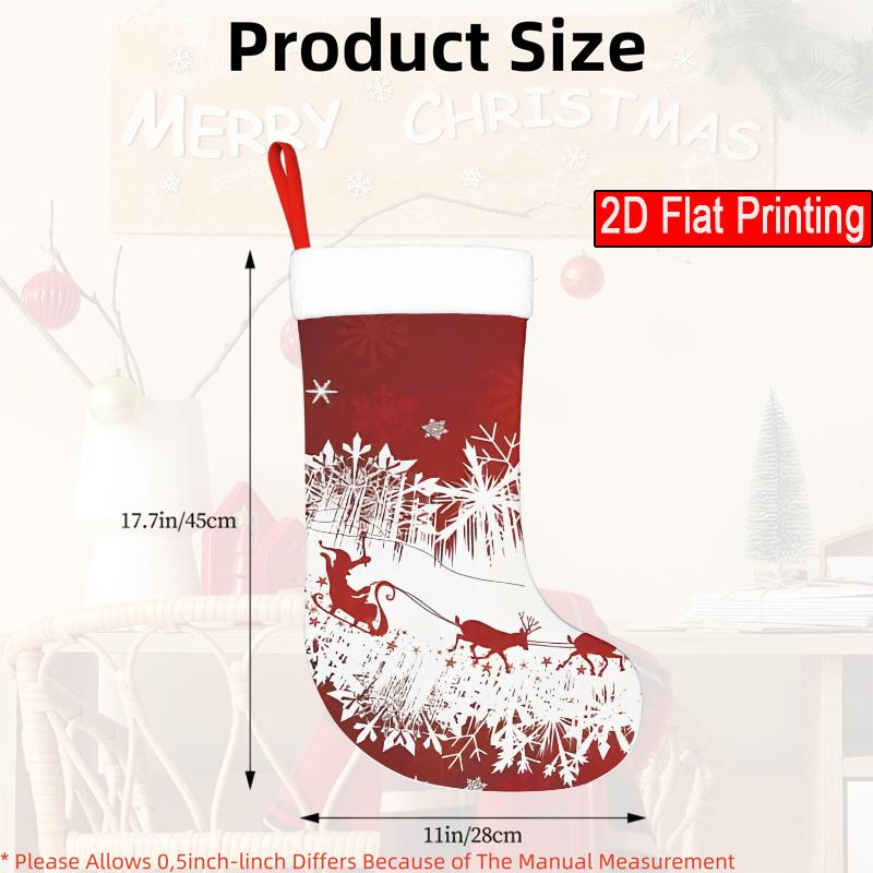 Christmas decoration fireplace hanging stocking1pc Santa's Sleigh & Reindeer Silhouette-pattern Christmas Gift
