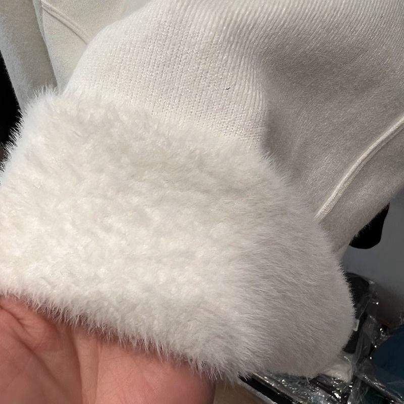 Vintage Fleece Thickened Turtleneck Sweater Women's Autumn Winter Solid Design Fashion Warmth Integrated Velvet Inner Pullover Base Tops