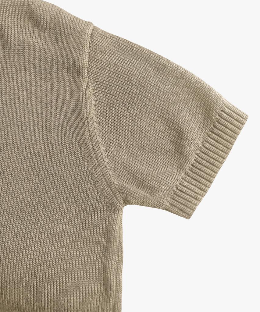 Meleugo Ruben V-Neck Short Sleeve Knit [Beige]