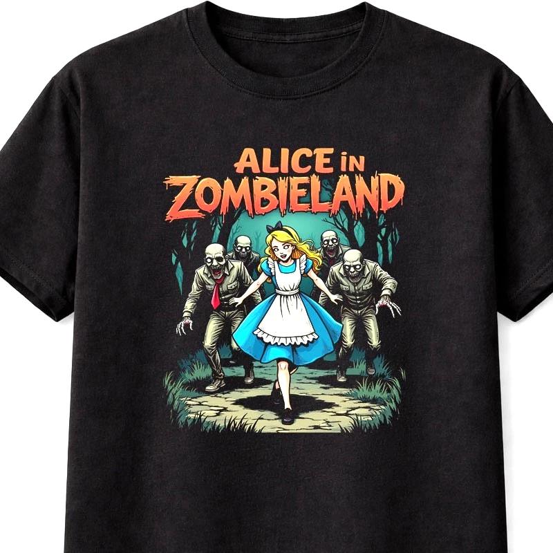 Alice In Zombieland Zombie Horror Fairy Tale Graphic Unisex TShirt S