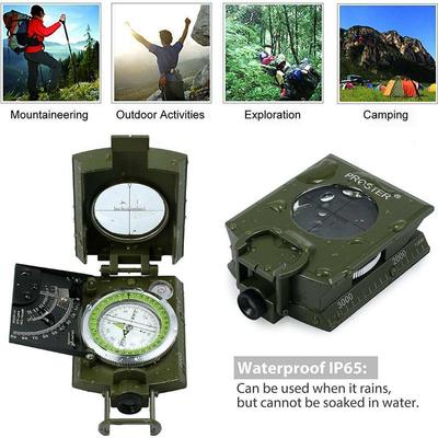 Multifunkční kovový venkovní kompas North Needle Army Kovový zaměřovací kompas Clinometer Camping Turistika