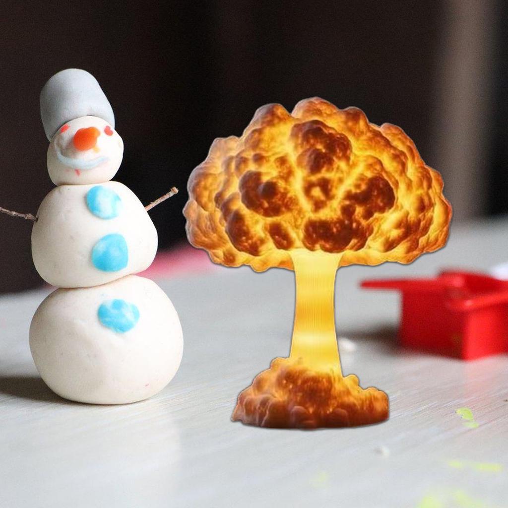 Artistic Mushroom Cloud Night Light Resin Decor Atomic Bomb Model Soft LED Ambient Lighting For Home Office Bedroom