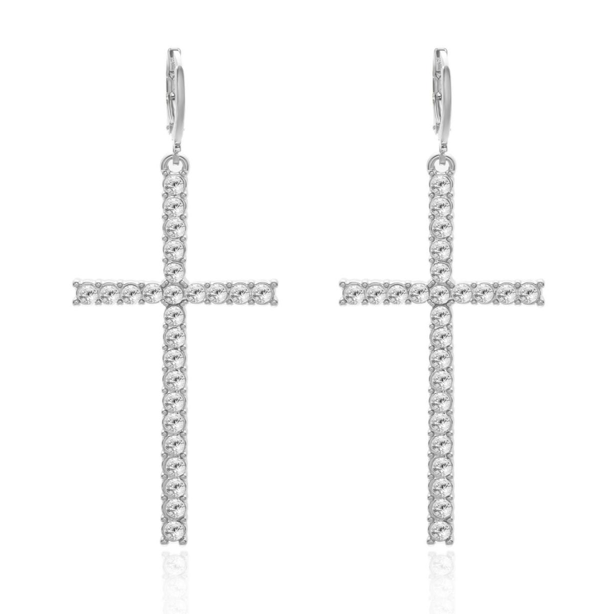 

Fashion Simple Imitation Pearl Rhinestone Cross Asymmetrical Drop Earrings For Women Men Gothic Punk Jesus Cross Earring Jewelry