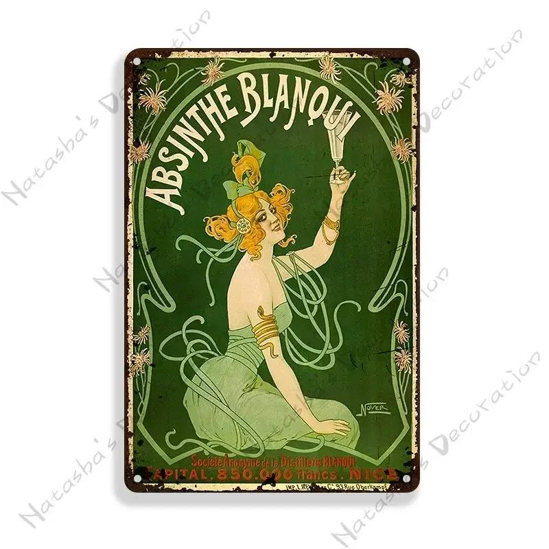 DORA Tin Sign Absinthe Metal Tin Sign Beer Brand Metal Signs Wall Plate Vintage Metal Plaque Man Cave Home Plate Wall Industrial Decor