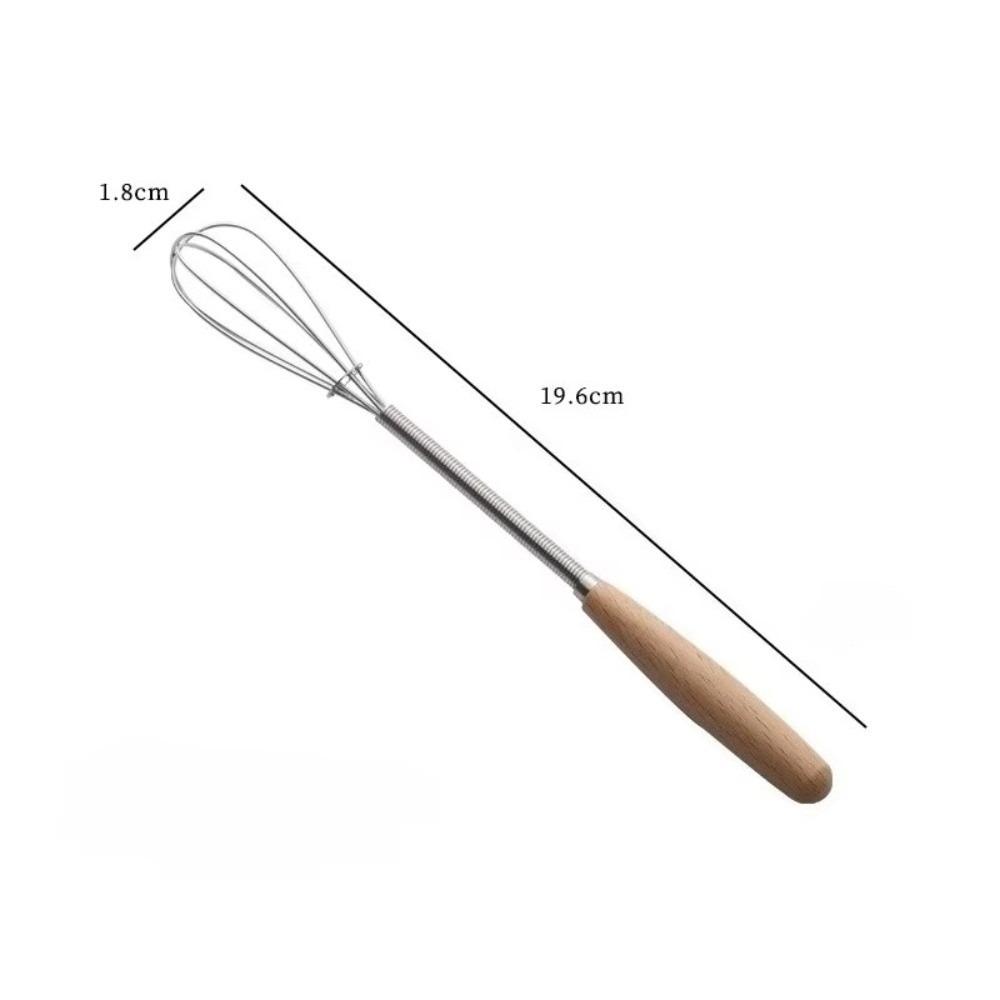 Solid Wood Handle Kitchen Whisk Mini Wire Design Mini Egg Beater Stainless Steel Wire Beating Function Stainless Steel Whisk