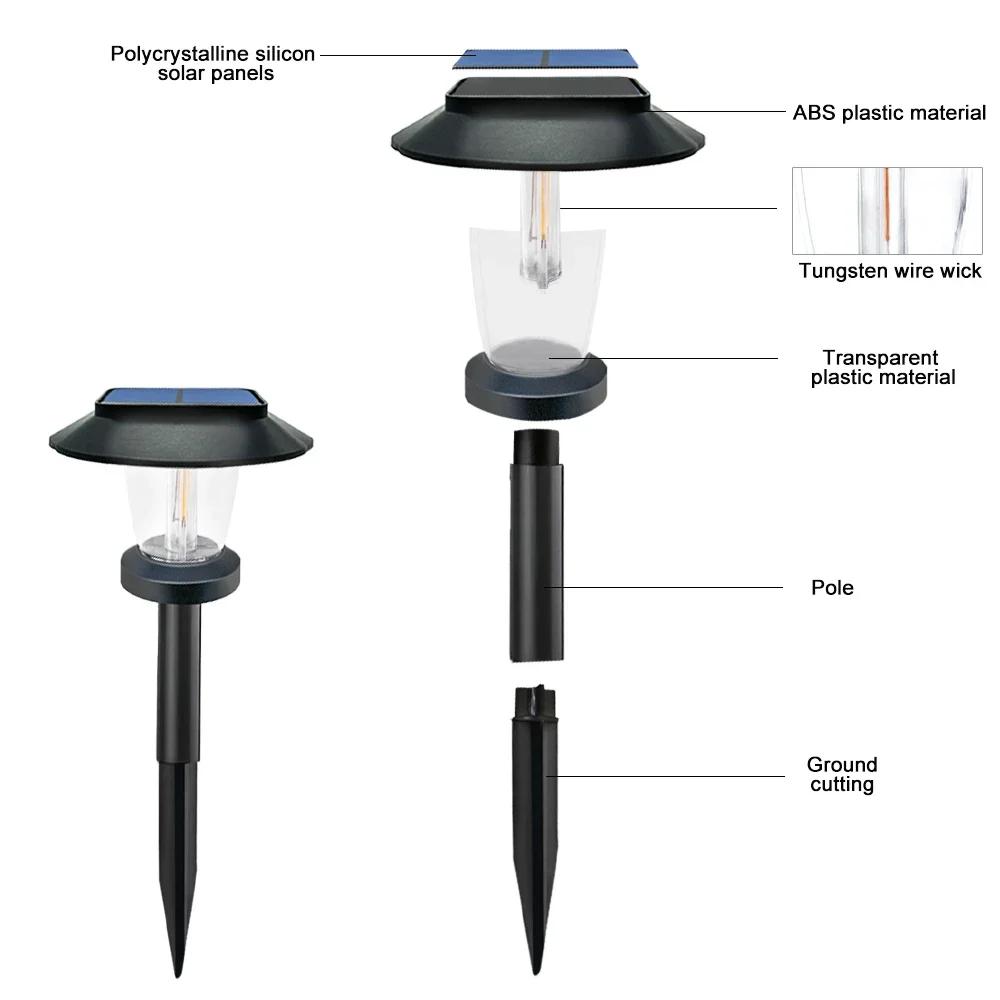 Lumini solare de exterior Lămpi noi de grădină alimentate Calea peisajului impermeabilă pentru curte, curte, iarbă, curte, iluminat decorativ cu LED