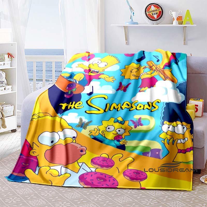 Kawaii Donut Pattern Blanket, The Simpsons Travel Flannel Blanket, Warm Blanket for Sofa Beds, Holiday Gift.