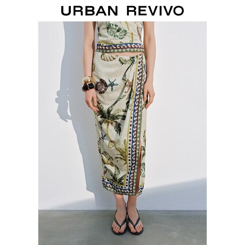 

UR2026 Summer Retro Island Slit Skirt S