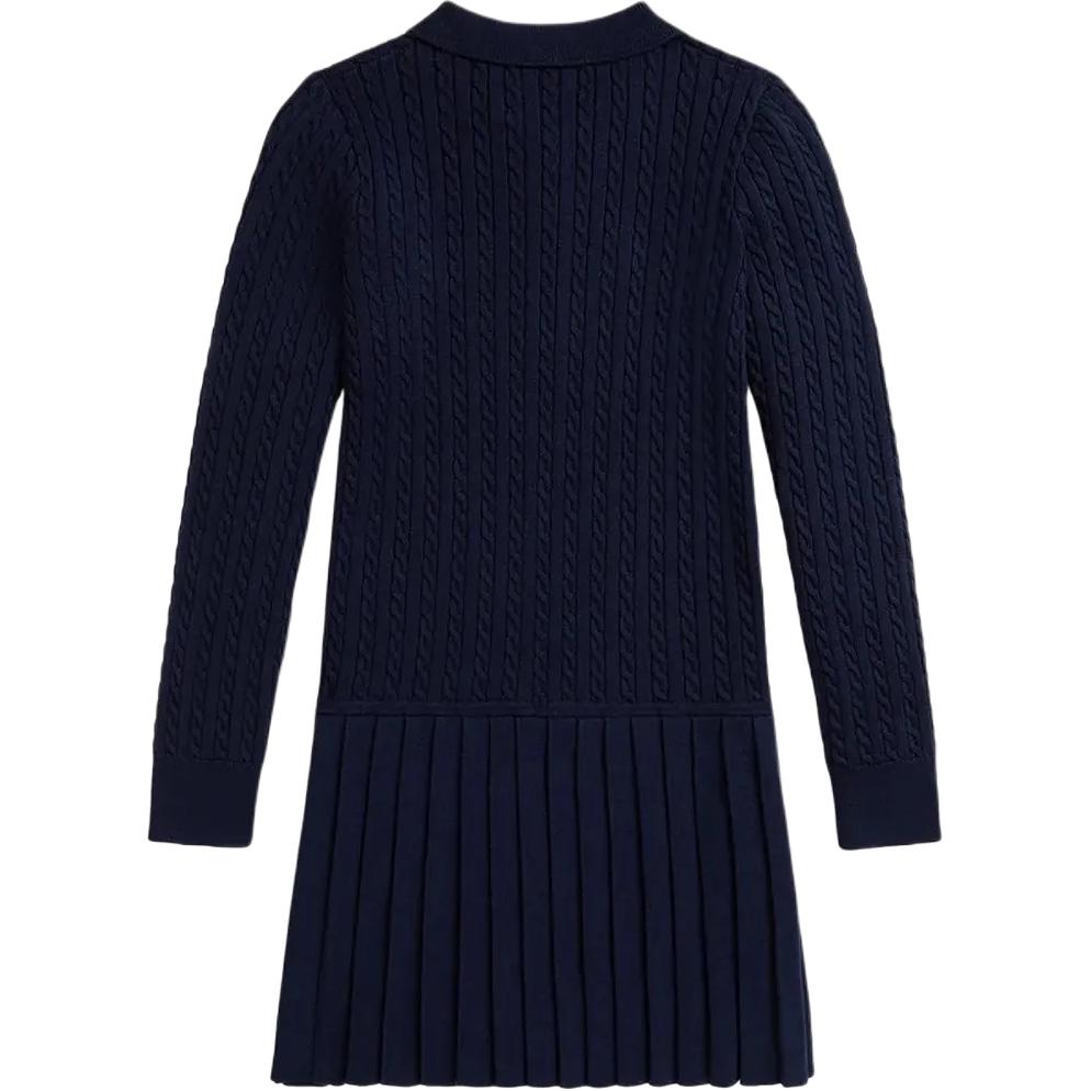 Polo Ralph Lauren Dress FW25 Solid Color Cotton Cable Knit Polo Collar Kids dress 313978841-001