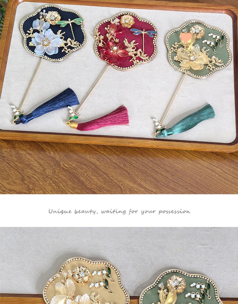 2025 Neuer Chinesischer Mini-Rund-Handfächer im Antiken Stil für Braut-Foto-Requisiten