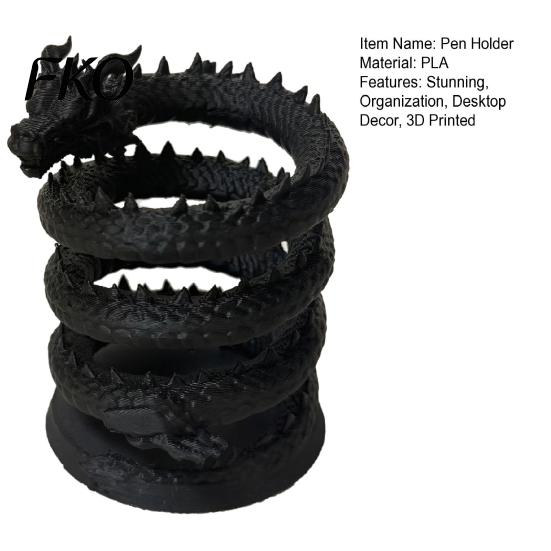 Desk Pen Cup 3D Printed Dragon Holder, Mystical Fantasy Pencil Unique Organizer Cup, Desktop Makeup Brush Holder for Home, Office Artistic Container
