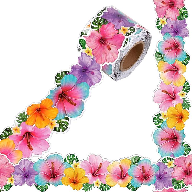 18.5m/roll Flower Leaf Pattern Border Paper Spring/Summer School Classroom Photo Wall Decoration