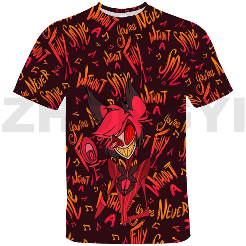 

Футболки с 3D-графикой Hazbin, женские футболки большого размера, детские короткие футболки для отелей, футболки с круглым вырезом, мужские футболки с аниме-стилем, винтажная футболка Harajuku L