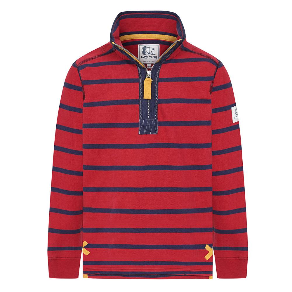 Lazy Jacks Boys Striped Quarter Zip Sweatshirt