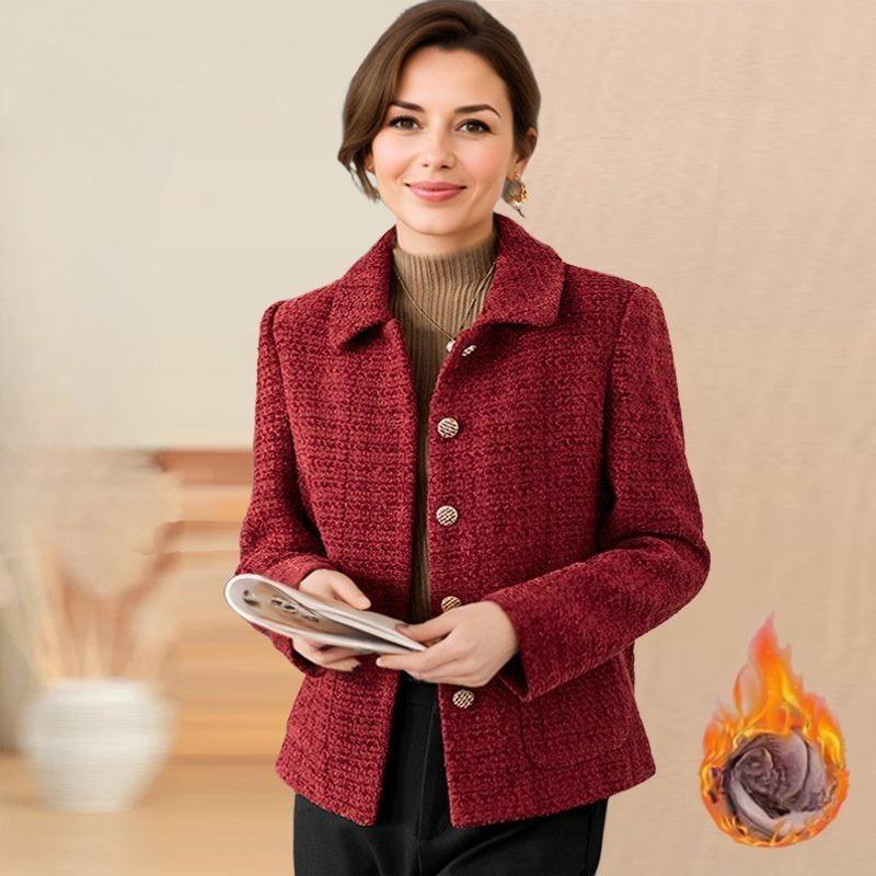 Casual Elegant Short Women's Blazer Jacket Notched Collar Autumn Winter Cotton Added Fashion Retro Style Full Sleeve Coat
