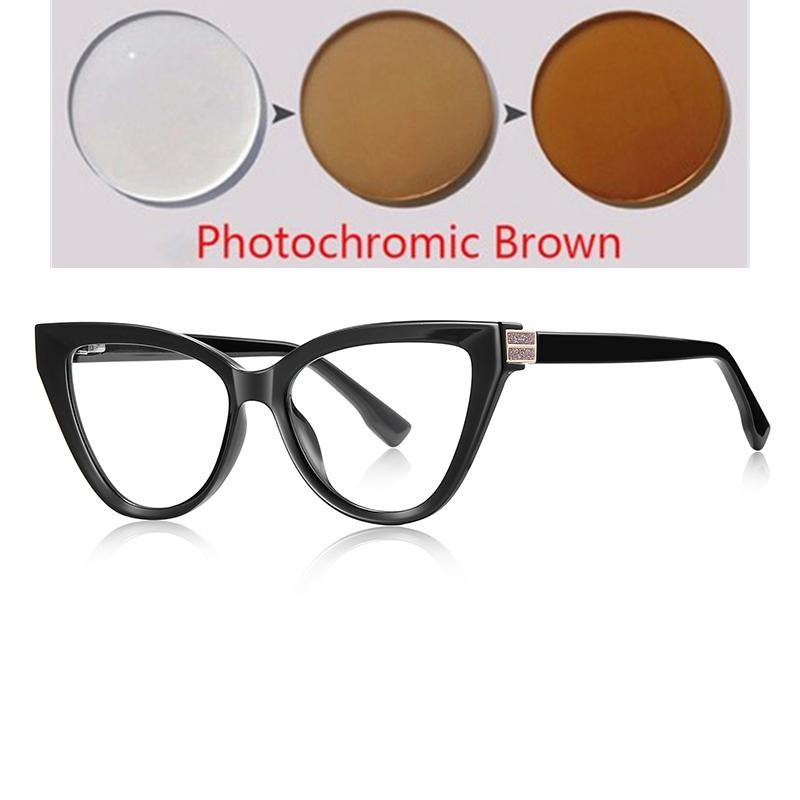 Luxury Cat'S Eye Fashion Women Myopia Glasses Big Frame  Anti-Blue Light  Prescription Eyewear -0.5 -0.75 To -6.0
