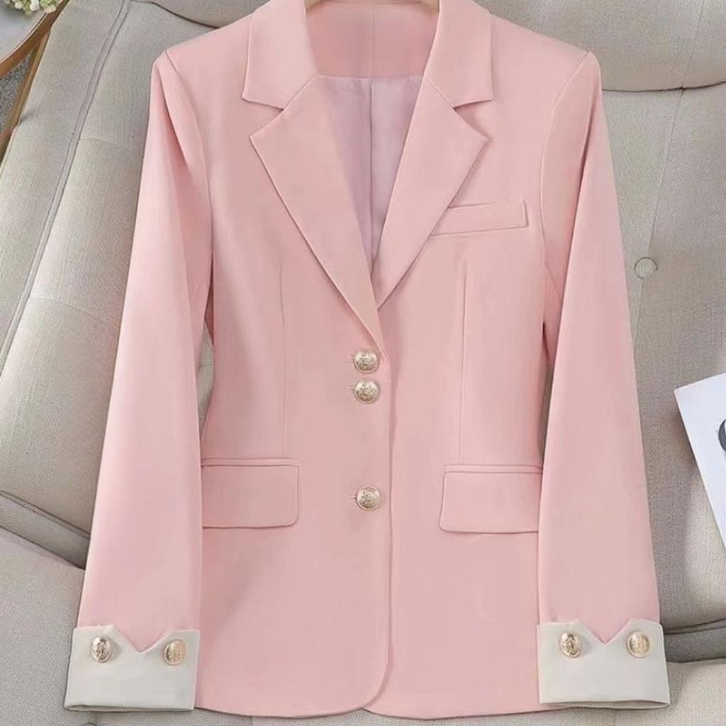 Spring Autumn Elegant Women's Blazer Coat Stand Up Collar Long Sleeve Female Coats Loose Office Lady Outwear