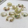 Design Geometric Unique Copper Ring For Women With Adjustable Fit And Colorful Zircon Stones