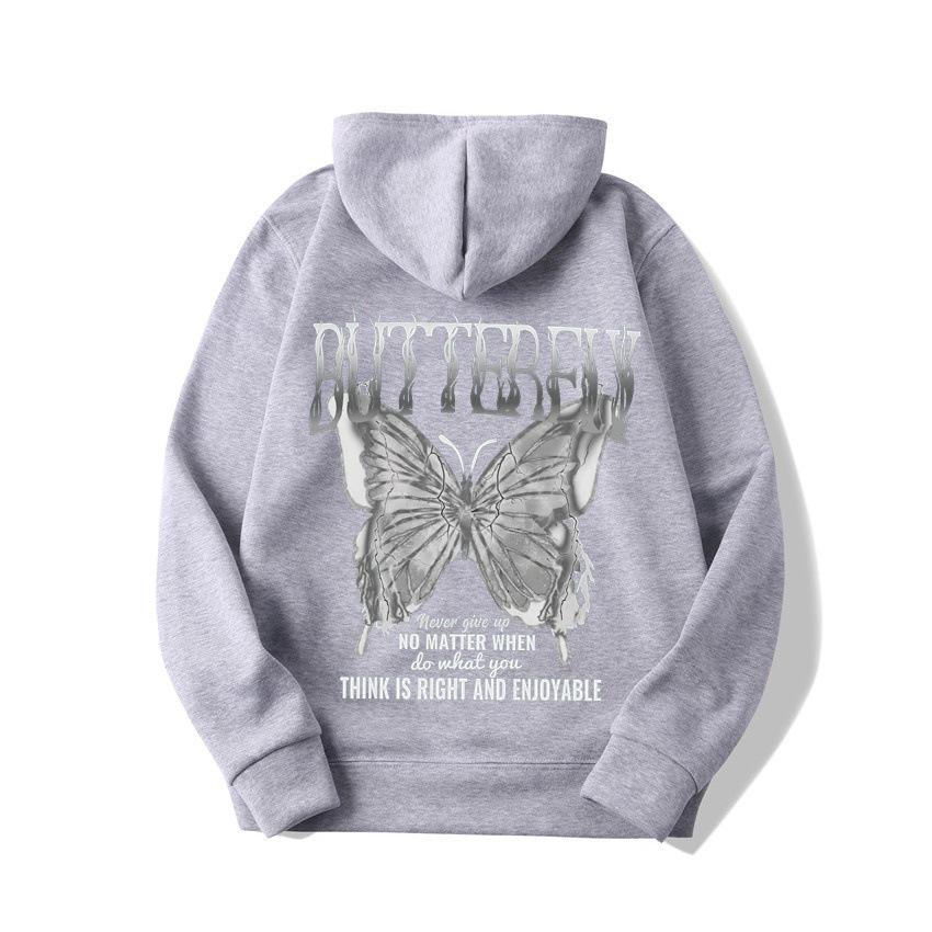2025 European and American new letter fashion multi-color butterfly casual hooded fleece sweater
