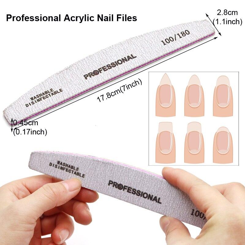 6Pcs/Set Professional Nail Files Manicure Sets Polishing Sanding Buffer File Pedicure Tool Cuticle Pusher Nail Brushes Accssory